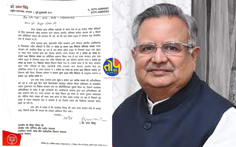 Dr. Raman wrote a letter to the Union Minister: Allegations of 5127 crore rice scam . demand for investigation