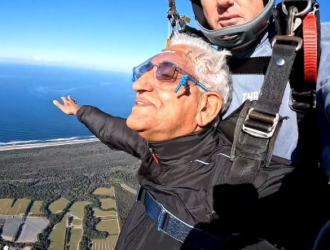 TS Singhdev skydiving Video