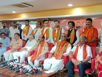 Actor Anuj Sharm and Padma Shri Radheshyam Barle join BJP , Actor Anuj Sharma joins BJP , Padmashree Dr. Radheshyam Barle joins BJP , Former IAS Rajyapal Singh Tyagi joins BJP