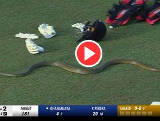 Snake enters during Galle Titans vs Dambulla Aura match